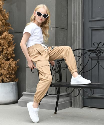 Image of AOWKULAE Girls & Women's Casual Cargo Jogger Pants, 6 Years - Women 3XL