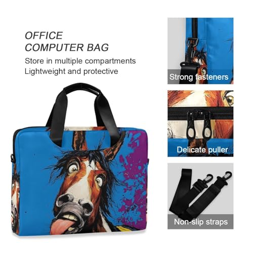 Maletín para laptop con diseño de caballo divertido y múltiples bolsillos miniatura 6
