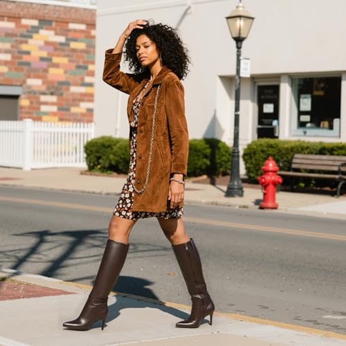 Image of Easyfox Knee High Boots Women Pointed Toe Stiletto Heel Tall Boots | Side Zipper,3 In Stiletto Heel,Fall Spring Winter Fashion Dress Tall Boots,Evening Bridal office Long Boots