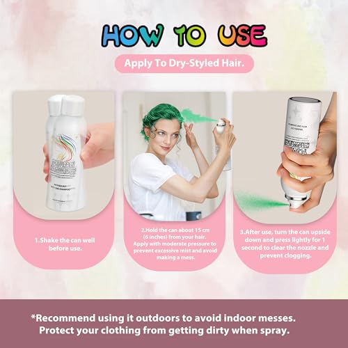 Grünes Temporäres Haarfarbspray - Sanfte Formel, Waschbar & Nicht Klebrig | Sofortige Haarfarbe-Alternative für Erwachsene | Halloween, Kostüm, Party-Make-up, 150ml