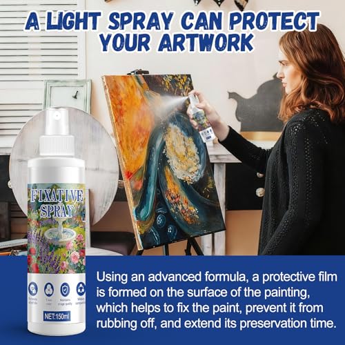 OverZyn Workable Fixative Spray for Art, Fixative Spray for Pencil Drawings, Fixative Spray for Pastels, Colorfast, Widely Applicable for Pastels Pastels Oil Pastels Acrylics Sketches Etc, 150ml