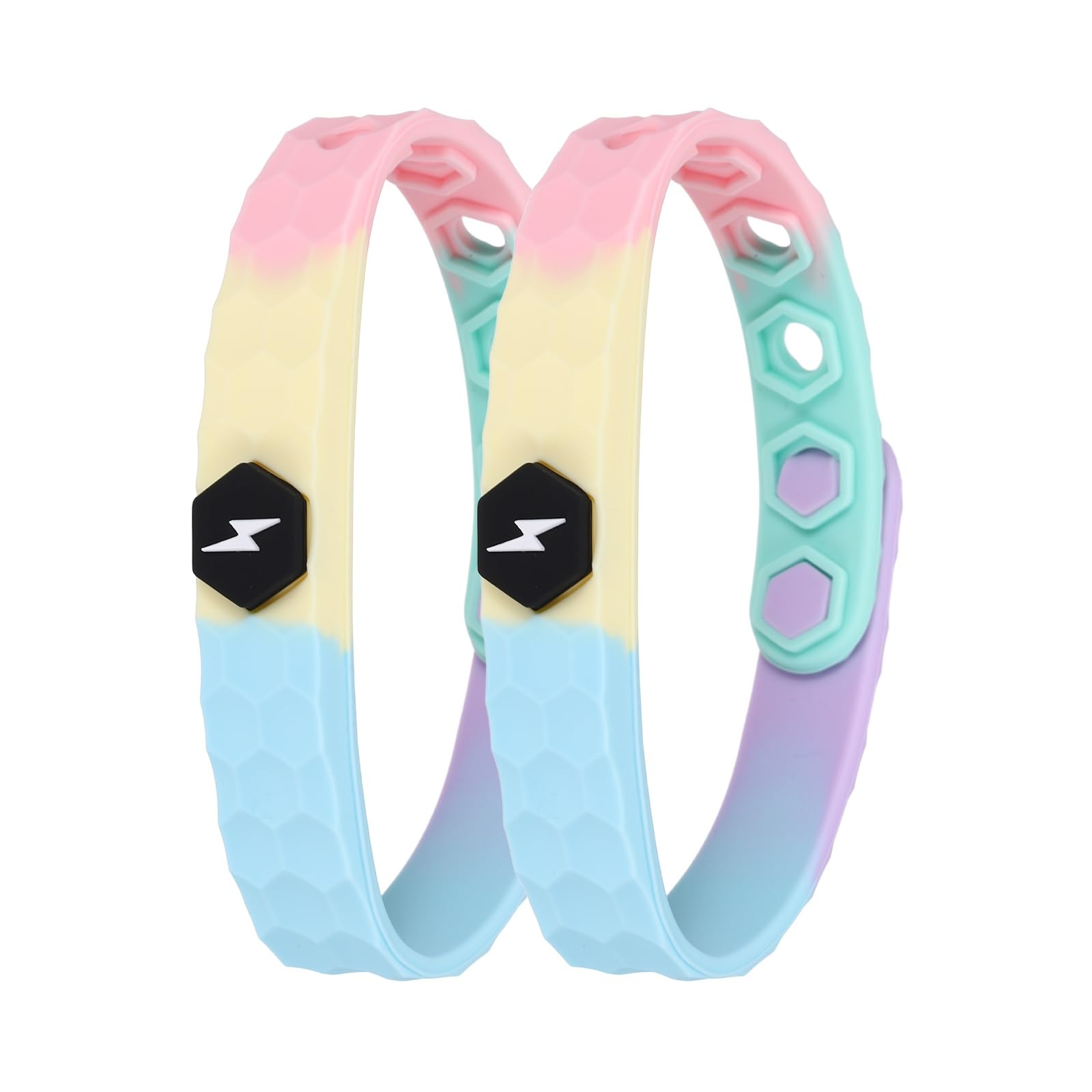 – sourcing map Anti Static Bracelet, 9" Adjustable Anti Static Silicone Wristband Balance Energy Sport Bracelets Designed with Rhombus/Lighting for Eliminate Static, Colorful 2 Pack