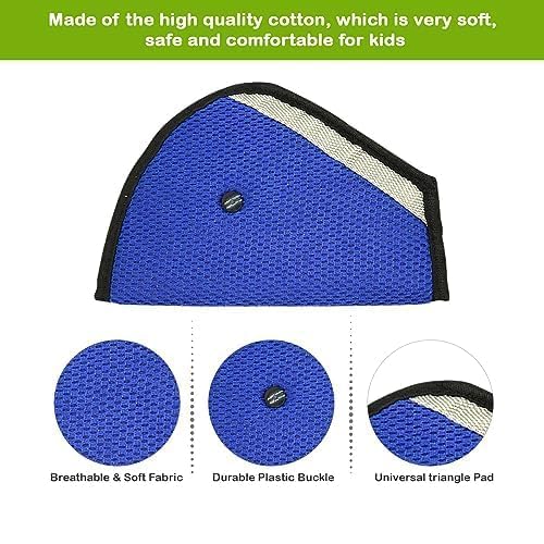 Image of Safe-O-Kid (Pack of 2) Car Safety Seat Belt Holder - Secure Seat Belt Keeper for Car Seat, Prevents Strap Twisting, Protects Neck, and Safeguards Kids from Car Belt Discomfort, Blue