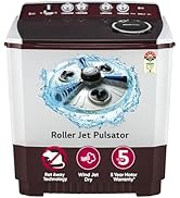 LG 10.5 kg 5 Star Wind jet dry Semi-Automatic Top Load Washing Machine (P105ASRAZ, Burgundy, Roll...