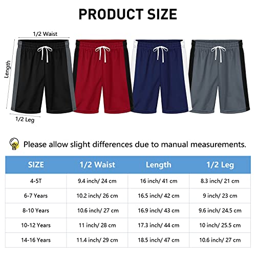 Resinta 4 Pack Boys Mesh Athletic Shorts Breathable Quick Dry Active Shorts With Drawstring Basketball Shorts For Gym Running 6-7 Years #TOP1