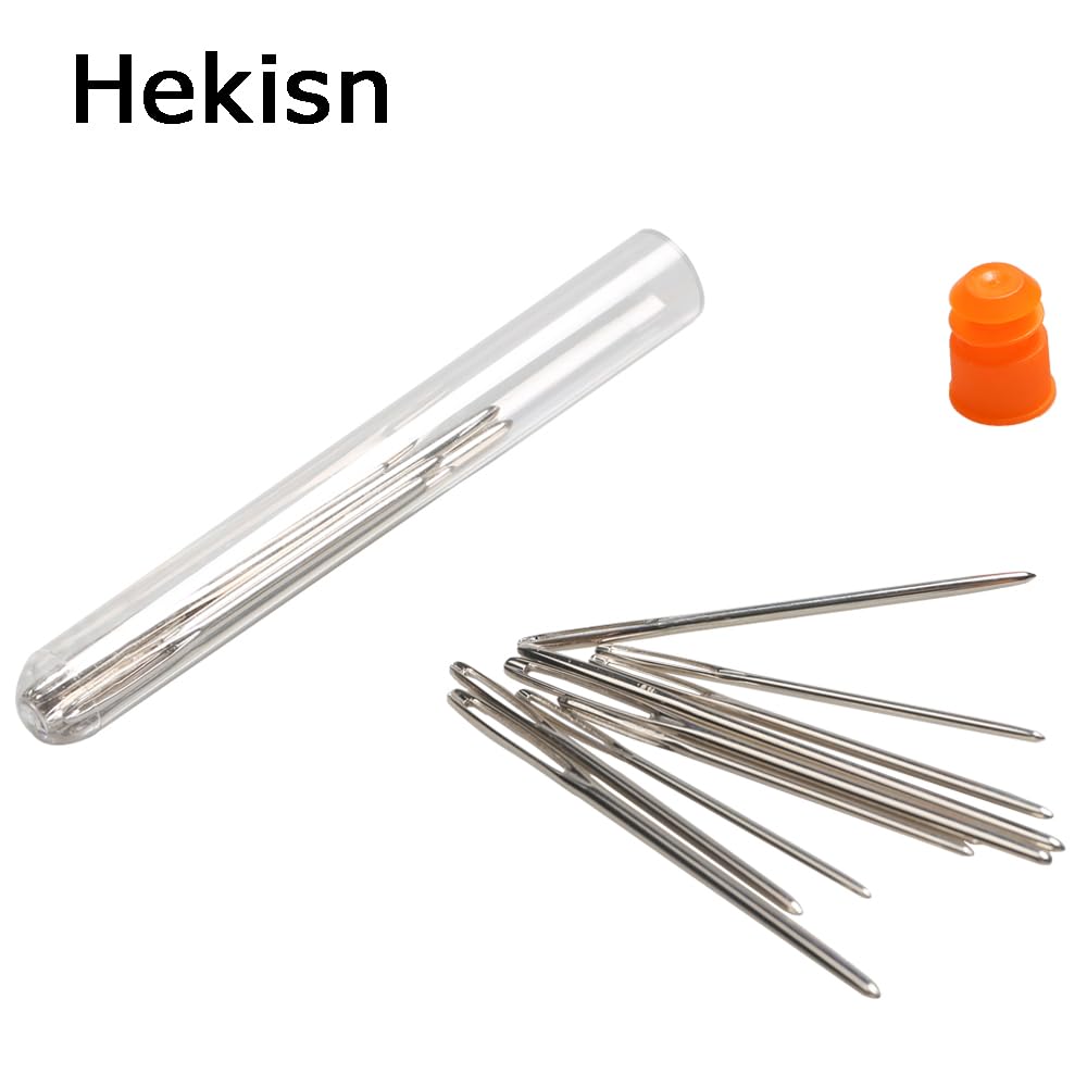 Hekisn - Agujas de tejer de acero inoxidable de gran calidad, 6 agujas de tejer de hilo de acero inoxidable, agujas de coser, agujas de tejer
