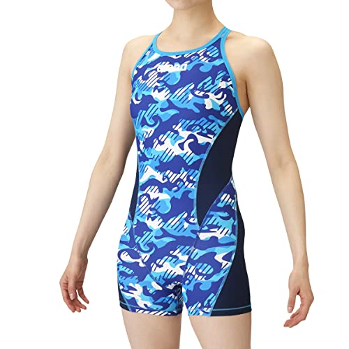 arena(アリーナ) 競泳水着 トレーニング用 レディース TOUGHSUIT タフミドルスパッツダブル ブルー×Dマリン×ターコB×ターコ×ミント(BUNV) Mサイズ FSA-2634W