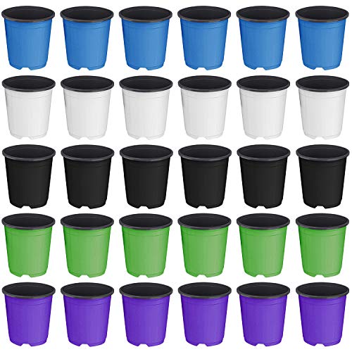 Hulless 3.5 Inch Plastic Plant Nursery Pots, Seed Starting Pot, Flower Plant Container for Succulents, Seedlings, Cuttings, Transplanting, Multicolor 30 Pcs