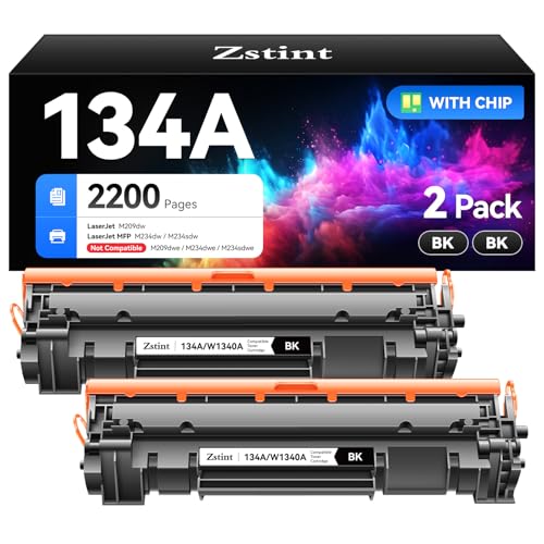 134a w1340a black toner cartridge set 2-pack high yield with chip replacement for hp 134a w1340a 134x w1340x toner cartridge compatible with hp laserjet m209dw mfp m234dw m234sdw m234sdn printer ink