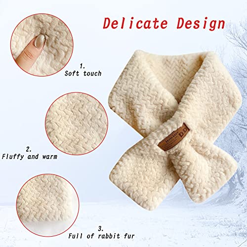 Faux Rabbit Fur Collar Scarf, Autumn and Winter Warm Scarf, Cross Neck Scarf Faux Fur Collar for Match Sweaters Cotton3