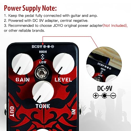 Image of JOYO Overdrive Distortion Guitar Pedal, MOSFET Circuit Rich Harmonic Overdrive with Hi /Lo Tone Switch for Electric Guitar, Bypass (Ultimate Drive JF-02)