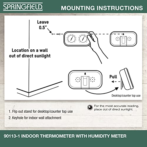 Springfield Color Track Humidity Meter And Indoor Thermometer, Analog Weather Station For The Bedroom, Nursery, And Inside The Home #TOP4