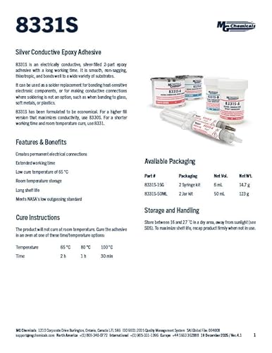 image for MG Chemicals 8331S Silver Epoxy Adhesive - High Conductivity, 4 hr. Wo