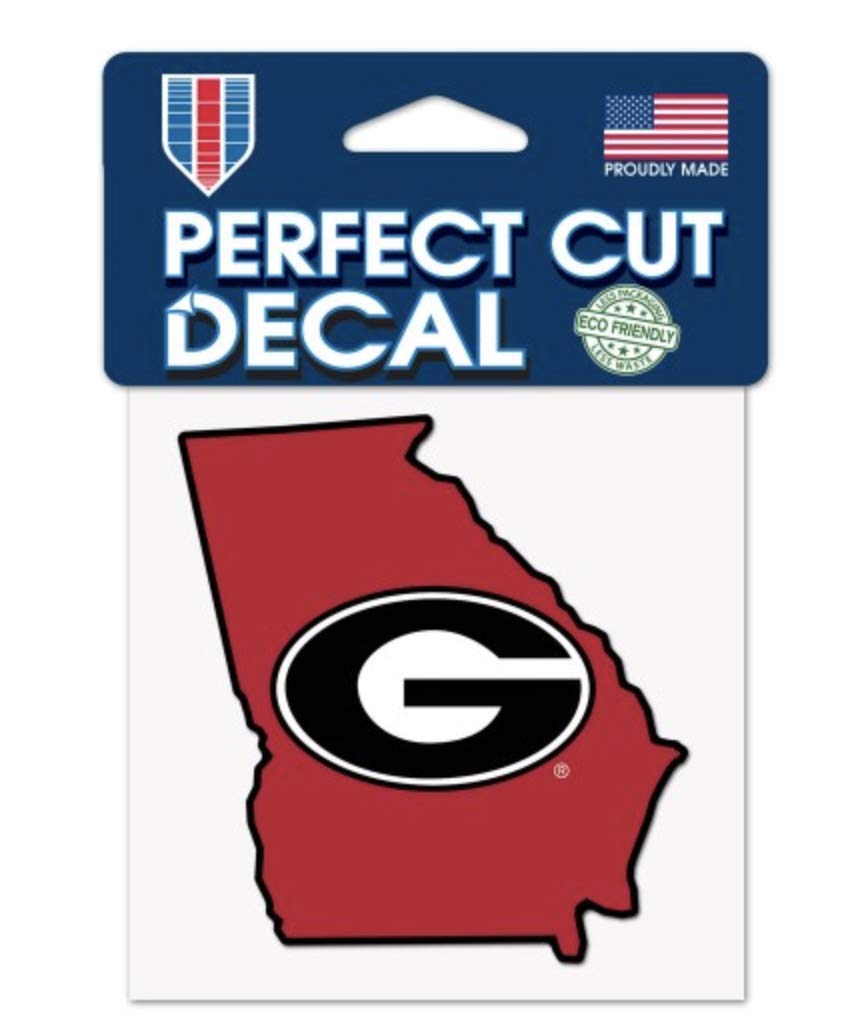 Georgia Bulldogs STATE SHAPE Perfect Cut Color Decal 4" x 4"