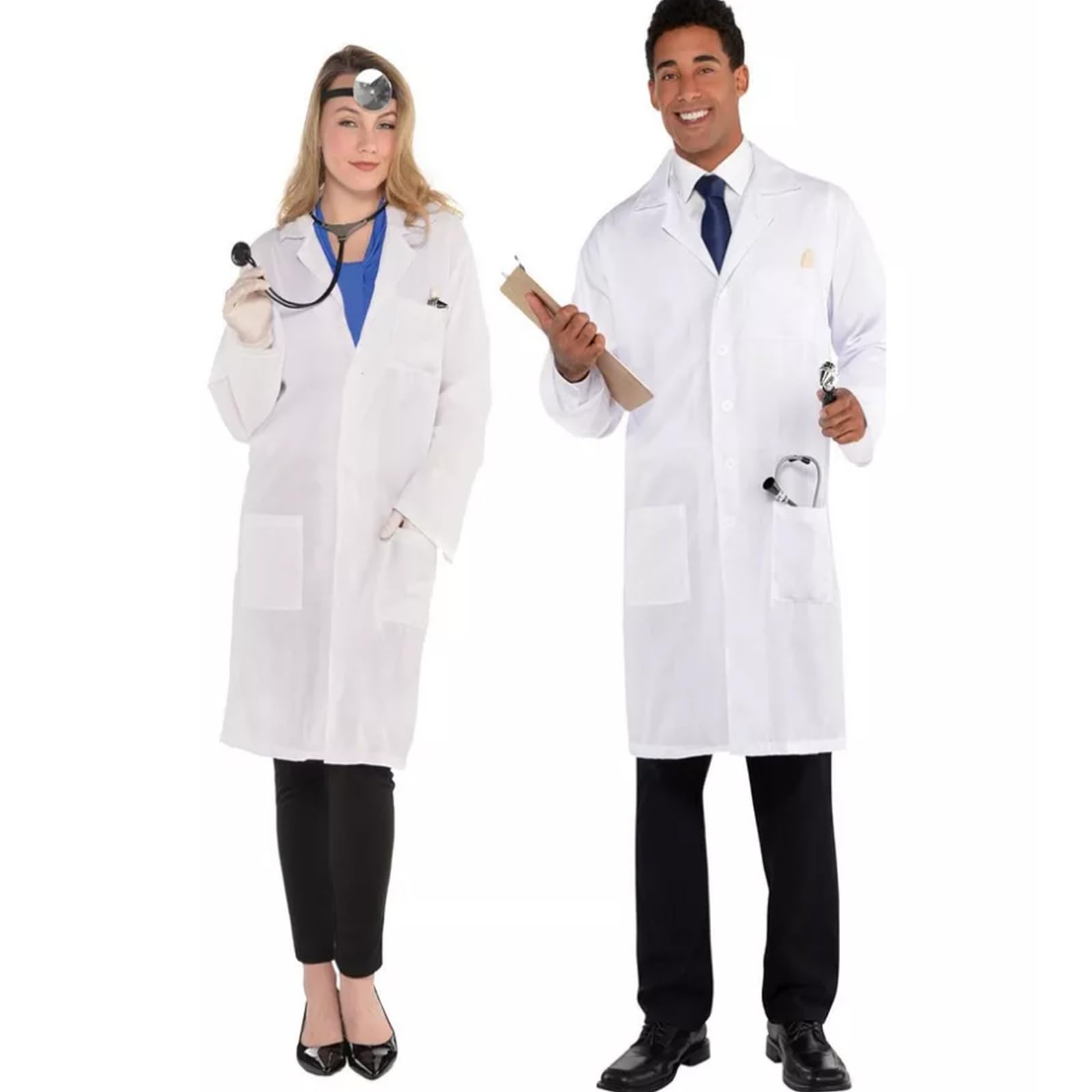 Ntek Unisex White Lab Coats, Medical Coat Nurses Lab Coat Long-Sleeved Coat, Chemistry Lab Coat, Scientist Lab Coat And Scrubs Doctor Workwear Students Uniform, Lab Coat For Men And Women (X Large)