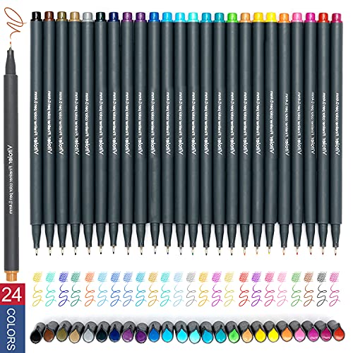 Vitoler FLPEN 24 Colored Journaling , Fine Line Point Drawing Marker Pens For Writing Journaling Planner Coloring Book Sketching Taking Note Calendar Art Projects Office School Supplies thumb #1
