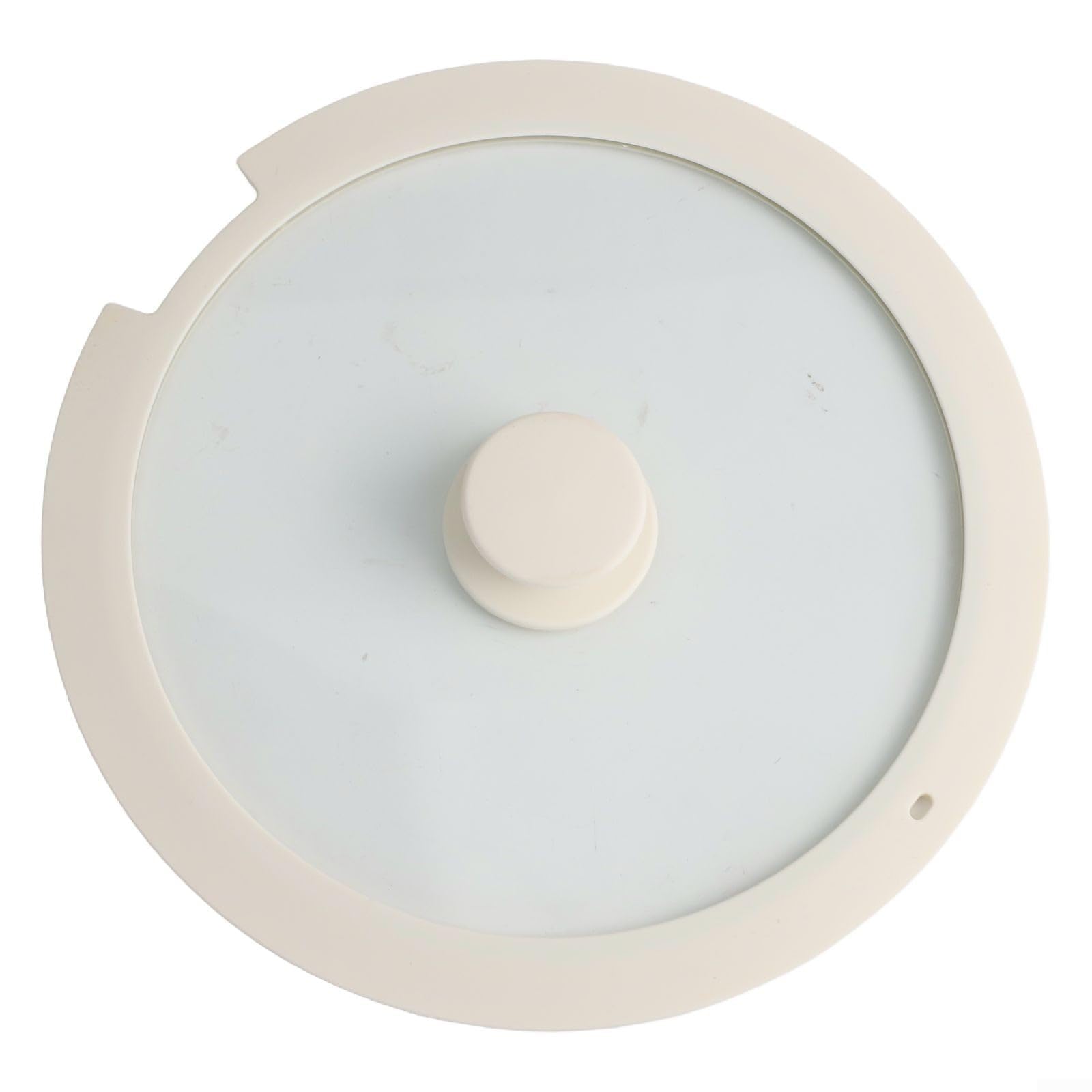 Heat Resistant Silicone Pot Lid Featuring Tempered Glass View Window And Cool Touch Handle White(B 26CM)