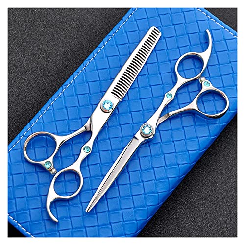 Ciseaux de coiffure avec set amincissant double usage dédié aux barbiers - 2