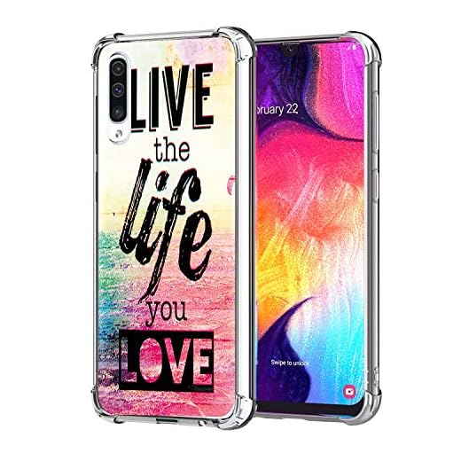 ToneSun för Samsung Galaxy A50 fodral, transparent TPU silikon fodral skal skyddsfodral mobilväska stötdämpande skydd, mjukt skyddande 360 grader helkropp starkt skyddande fodral – hav och engelska