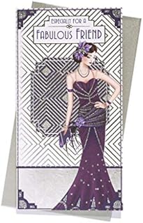 Art Deco 1920's Flapper Lady - Friend - Glittered Slim Birthday Card