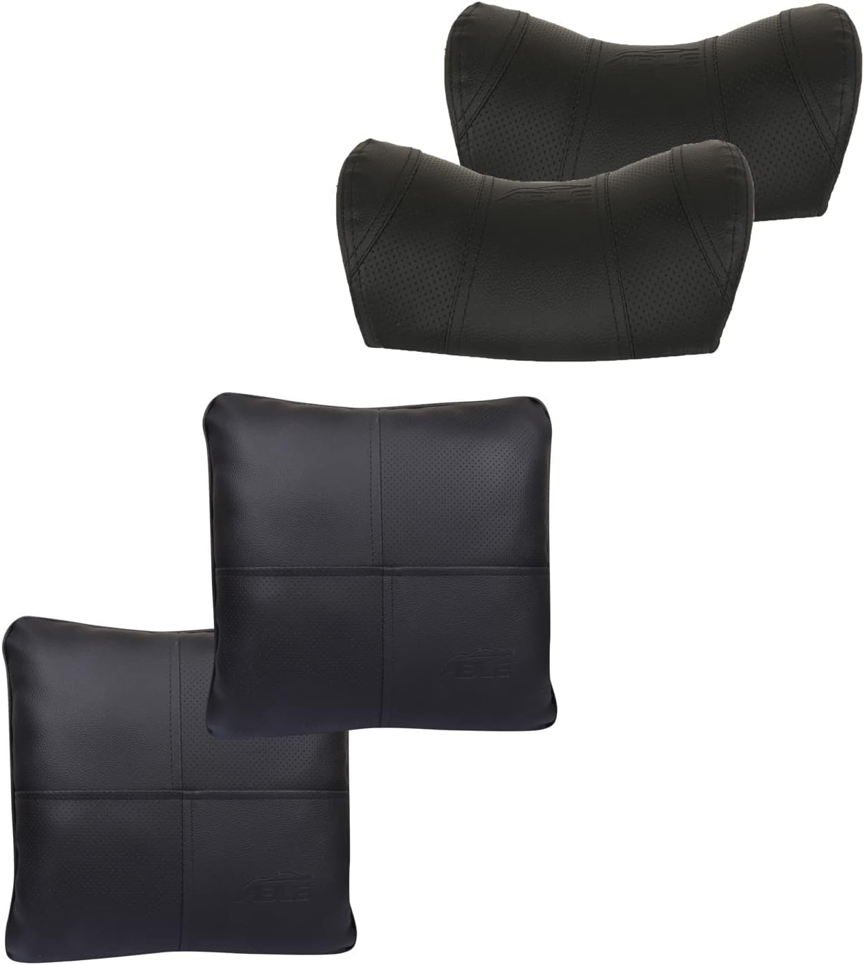 ABLE U-Plus Kit Comfy Pillow Square Cushion and Neckrest Necksupporters Black for Toyota Land Cruiser LC200 Set of 4 Pcs