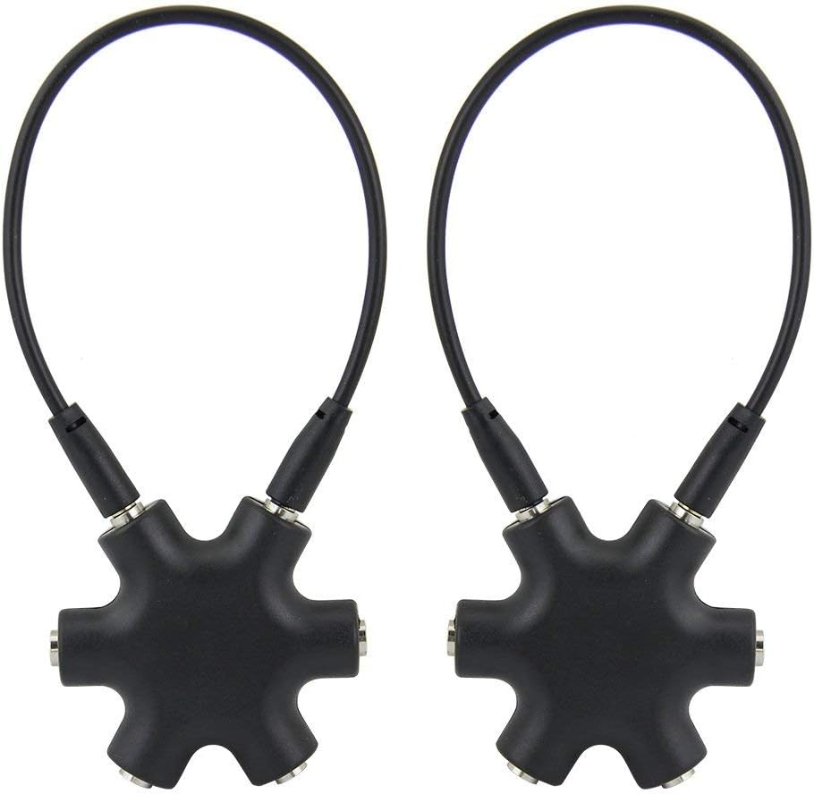 2PCS Multi Headphone Splitter 3.5mm Headphone Audio Jack Splitter 1 Male to 5 Port Female Earphone Headset Adapter (Black) 2PCS Multi Headphone Splitter 3.5mm Headphone Audio Jack Splitter 1 Male to 5 Port Female Earphone Headset Adapter (Black)