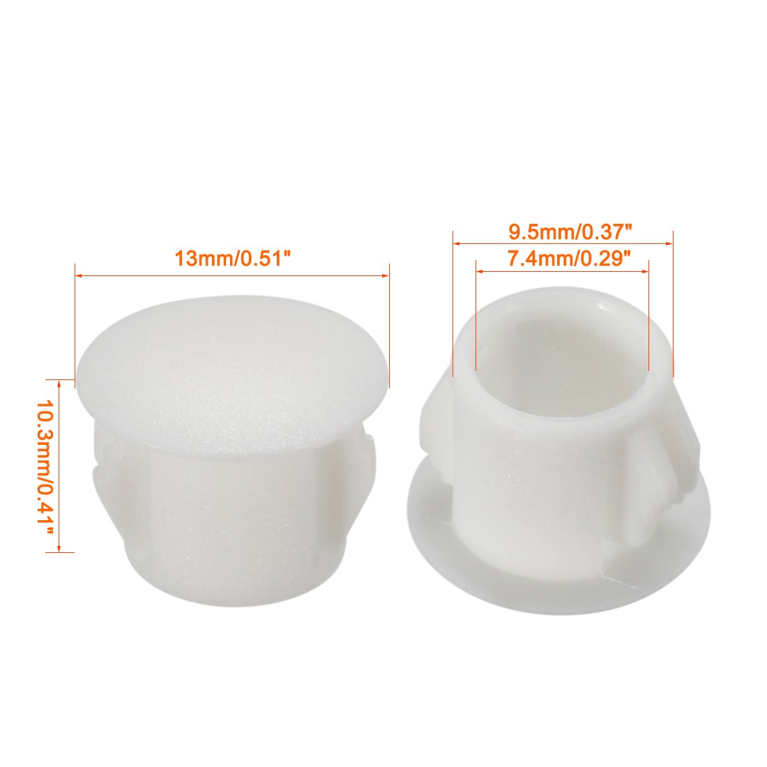 sourcingmap Hold Plugs,20pcs 9.5mm x 10.3mm White Nylon Round Snap Locking Panel Hole Plugs Cover, 10mm - Image 3