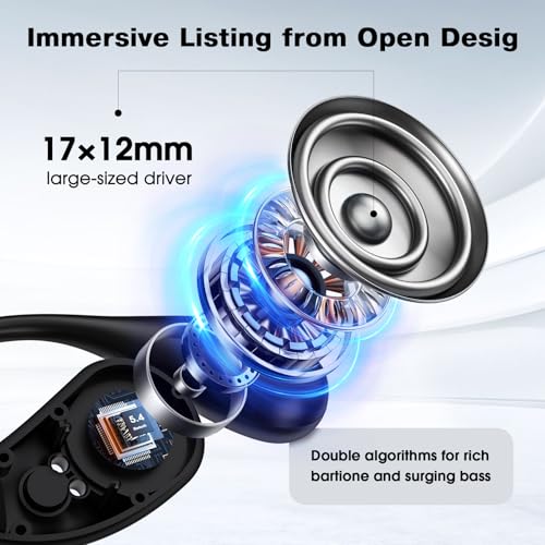 Fiolyixt Open Ear Headphones Bluetooth 5.4 Wireless Earbuds Sport Touch Over Earphones Built-In Mic With Ear Hooks 40H Ear Buds Led Display Fast Charging Case,Waterproof Design Audifonos Inalambricos,Black thumb #2