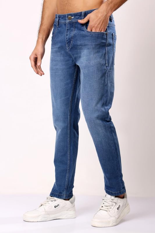 Image of London Hills Men's Ankle Length Denim Jeans | Slim Fit Ankle Jeans for Men | Casual Wear | No Alteration