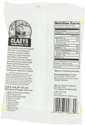 Claey's Candies Lemon Drops - Old Fashioned Hard Candy - 100 Percent Naturally Lemon Flavor - Fat-Free - 6 Ounce - 12-Pack image 5
