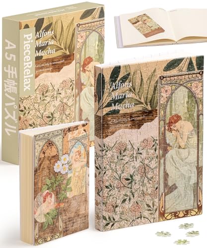 ピースリラックス(PieceRelax) 300ピース A5手帳パズル ノート付き【Alphonse Mucha＿一日の四つの時】(15X21cm) プラ製 ジグソーパズル ノートカバー おしゃれ プレゼント[YA1059]