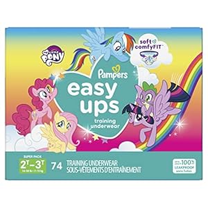 Pampers Easy Ups Training Underwear Girls, 2T-3T Size 4 Diapers, 74 Count (Packaging & Prints May Vary)
