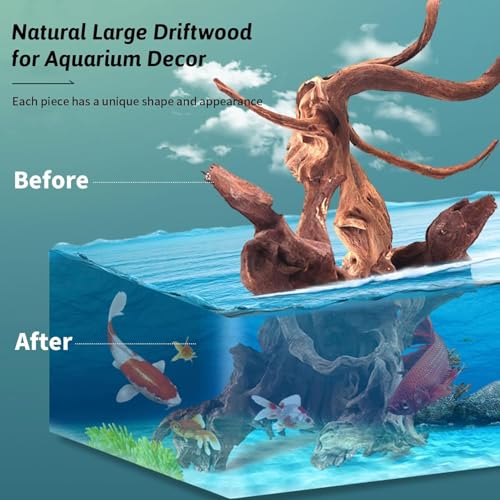 Image of Hamiledyi Natural Large Driftwood for Aquarium 12-18 Inch Driftwood Branches Fish Tank Decoration Reptile Toy Assorted Size Reptile Habitat Decor Wood for Lizad (1 Pack)