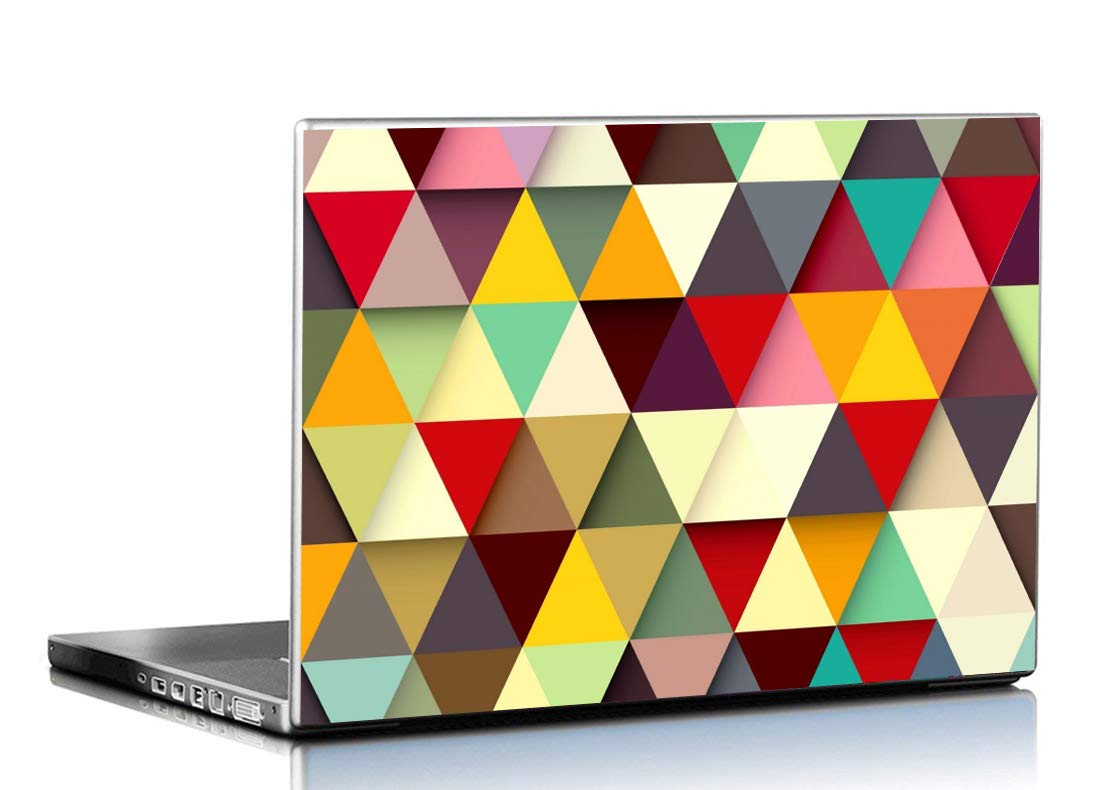 PIXELARTZ Laptop Skins Colourful Triangles Pattern 15.6 Inches Laptop Skins/Stickers for Dell-Lenovo-Acer-HP(1076)