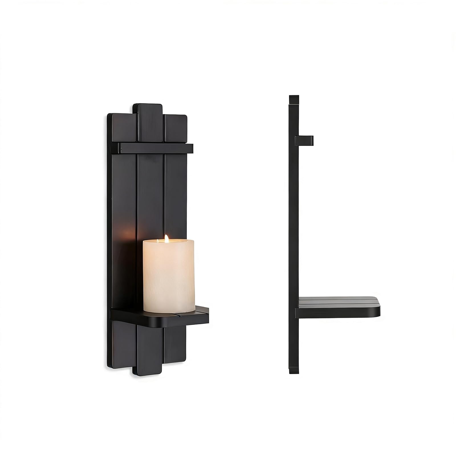 ALCXAZS Exquisite Gothic Shelf Black Wall Candle Holder Timeless Wall Candle Sconces Set Of Two Creating Cozy Spaces Rustic, black