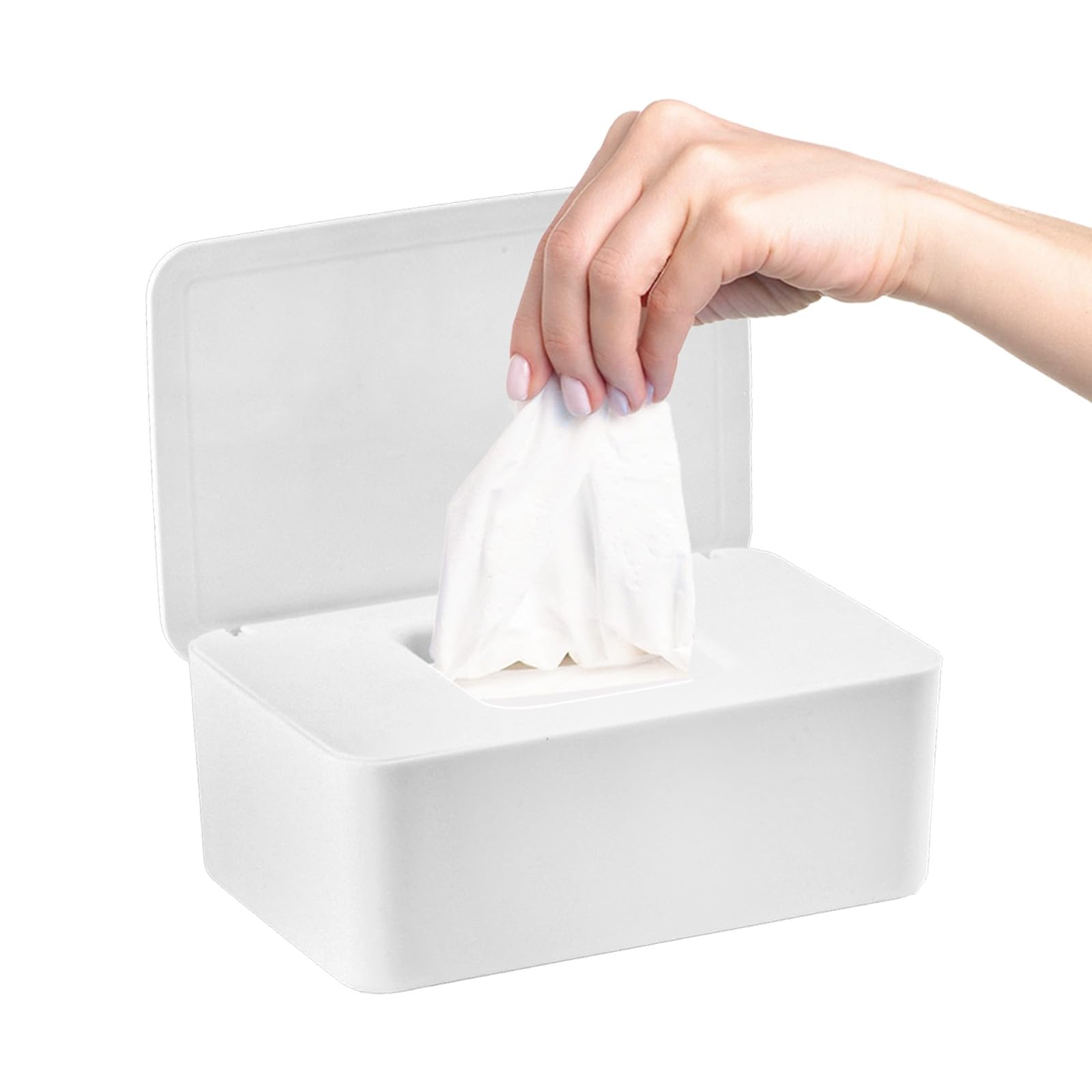 QBXMY7 1 Pcs Diaper Wipes Dispenser, Refillable Wipe Container, Wipe Container with Sealing Design Lid, Keep Wipes Fresh,Wet Wipes Cases (White)