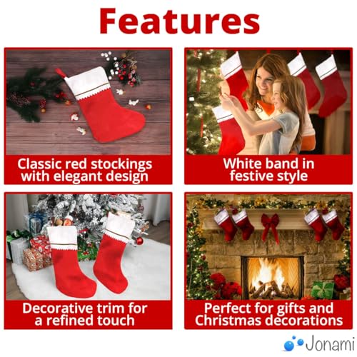 Jonami 4 Christmas Stockings, Stocking Fillers Big Size Handcrafted. Santa Classic Traditional Design Xmas Decorations and Accessories — photo 3
