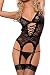 FENTI Womens' Handcuff Gartered Belt Lingerie Midnight Affair Set G-String,Sexy Black/M