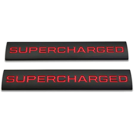 2x Metal Supercharged Logo Car Emblem Premium Auto Badge Rear Trunk Sticker Side Fender Decal (Black&Red)