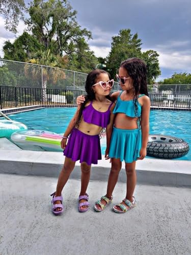 Made in USA Girls Flounce Bikini Top UPF50+ Sun Protection Toddler Bathing Suit Rash Guard for Beach Pool Swimwear4