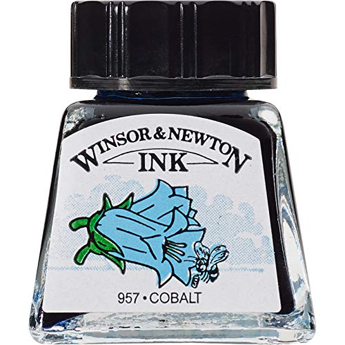 Image of Winsor & Newton Drawing Ink 14 ML - Cobalt (176), Fast Drying, Transparent, Water-Resistant & Intermixable Inks, Ideal for Brush, Dip Pen or Air Brush - More Colours Available