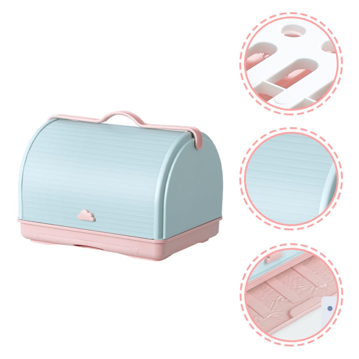 Boîte de Rangement pour Biberons Couvercle Étanche, Plateau Égouttoir Amovible en Plastique, Organiseur de Vaisselle Cuisine Bébé