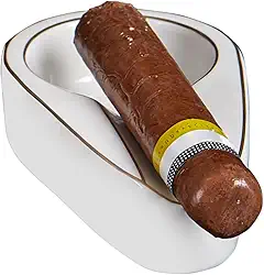 Cinzeiro de charuto branco premium para uso externo - Cinzeiro elegante para homens, perfeito para pátios e entusiastas de charutos ao ar livre com logotipo