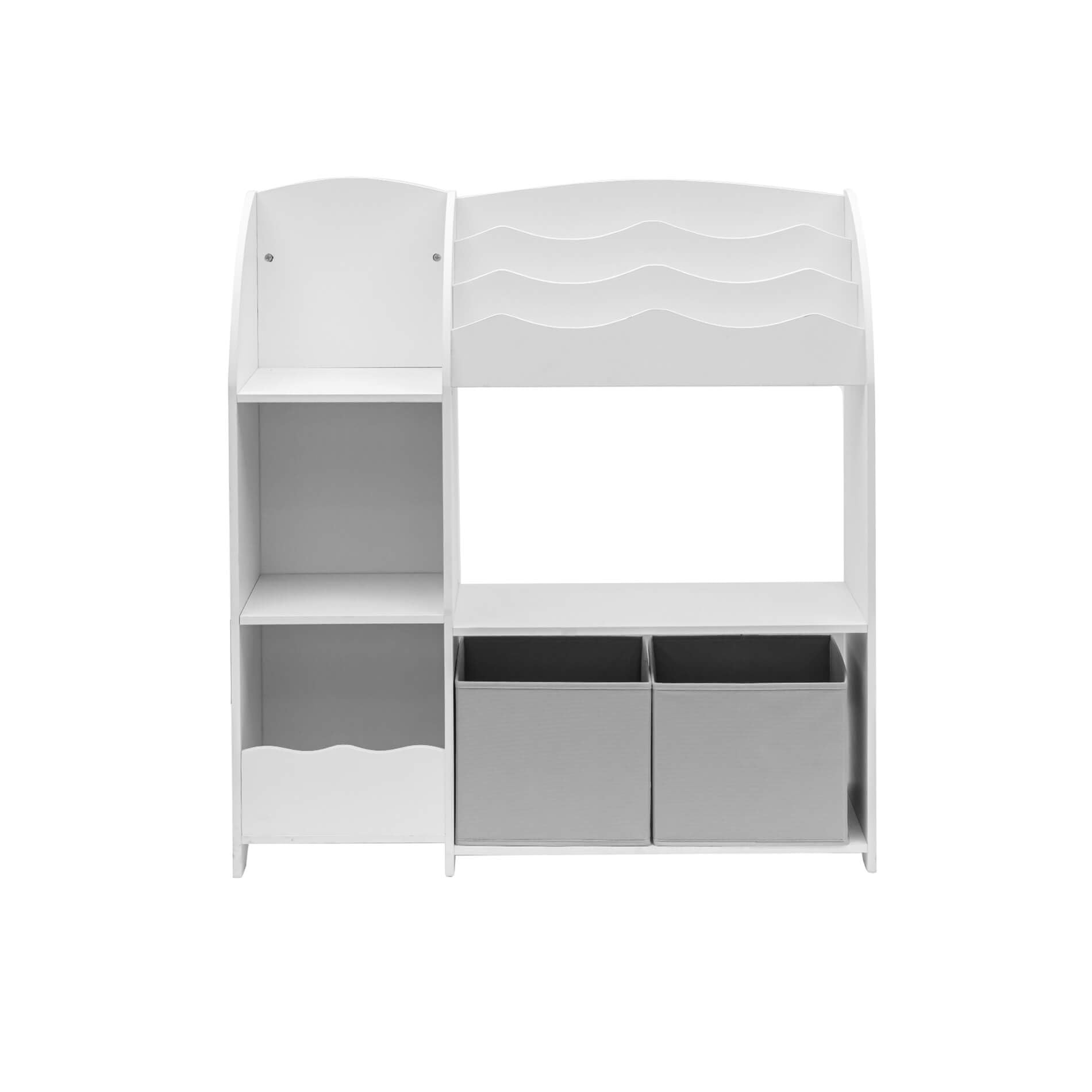 Rebecca Mobili Organizer Giocattoli, Scaffale Per Cameretta, Bianco, MDF TNT, 2 Ceste, 5 Scompartimenti, Per Cameretta - Misure HxLxP: 90 x 93 x 30 cm - Art. RE6848