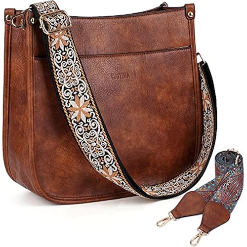Crossbody Bag Women Vegan Leather Hobo Handbag Trendy Crossbody Shoulder Bag Purses For Women with 2 Adjustable Strap