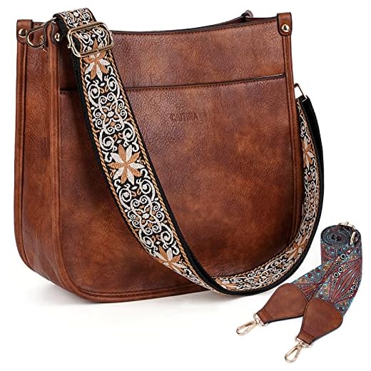 Caitina Cross Body Bag Vegan Leather Hobo Handbags Designer Crossbody Purses Bucket Bag For Women with 2 Adjustable Strap(Dark Brown)