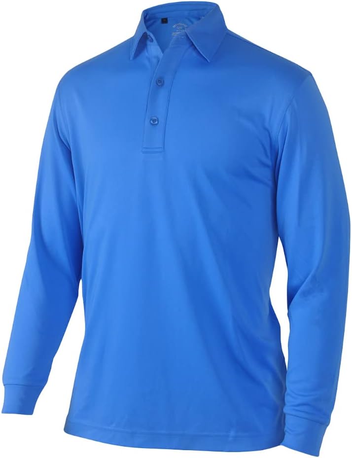 Monterey Club Men's Solid Tailored Collar Long Sleeve Polo Shirt #3671