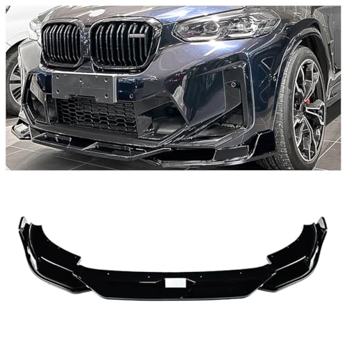 Front Bumper Spoiler Lip Kit for BMW F97 X3M F98 X4M 2022-2024 Gloss Black Carbon Fiber Look