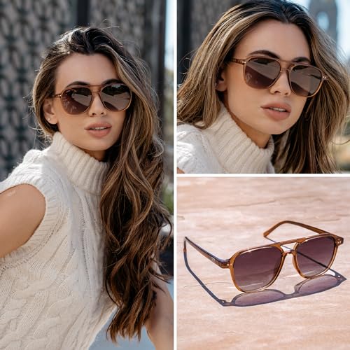 WearMe Pro Polarized Aviator Classic Double Bridge Women's Sunglasses3