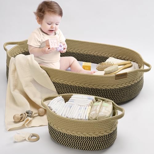 Image of Baby Changing Basket (Beige & Black) CHNBAS-056